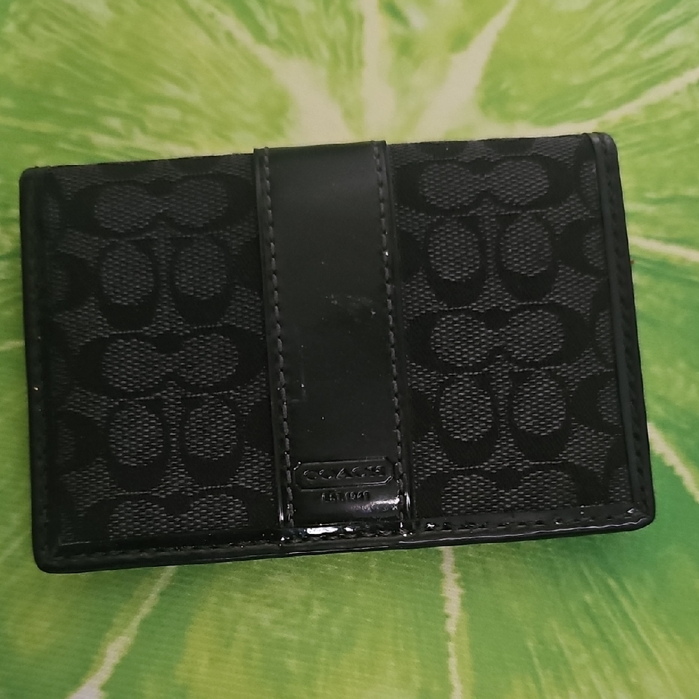Coach Black Card Holder with Signature Design